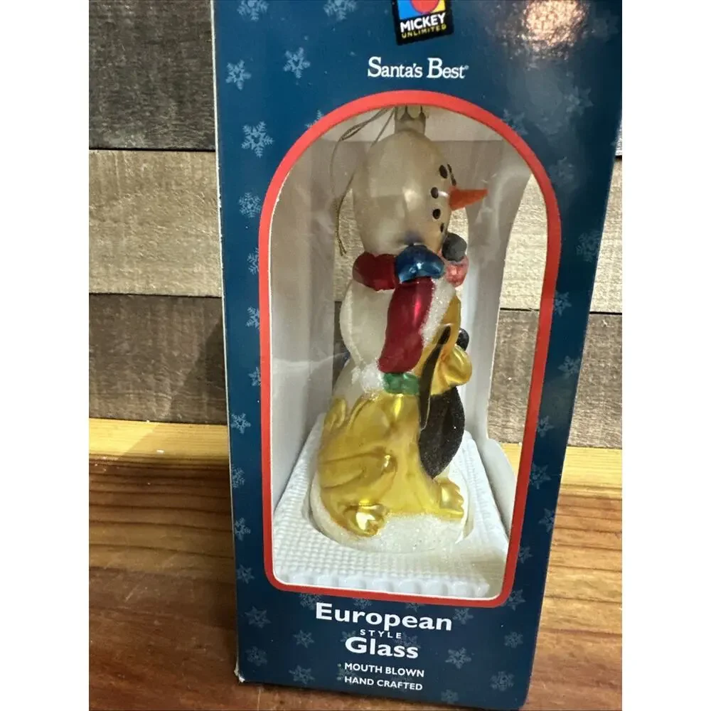 Disney Santa’s Best 7” Goofy and Pluto Glass Blown Ornament In Box